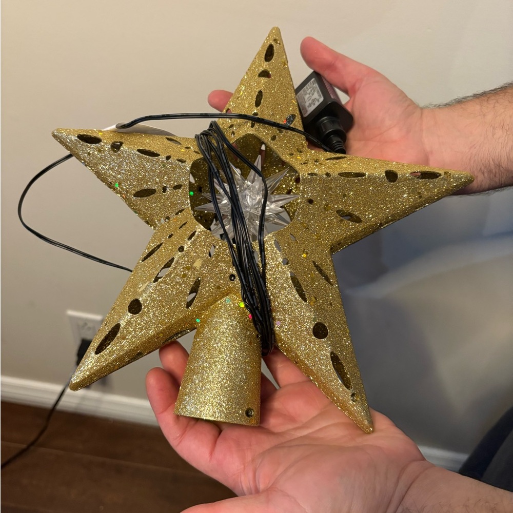 Gold Glitter Star Tree Topper